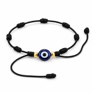 Pulseira dos 7 Nós Preta com Olho Turco