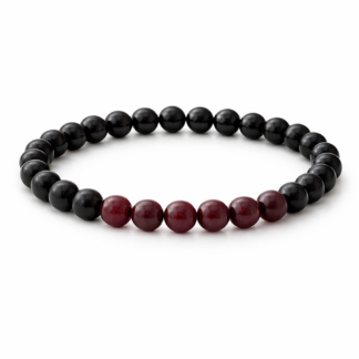 Pulseira de Obsidiana e Granada – Esferas 4 mm
