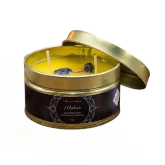 Vela 7 Chakras com Pedras Alusivas aos 7 Chakras | 120 g