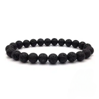 Pulseira de Lava Vulcânica – Esferas 8 mm