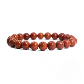 Pulseira de Jaspe Vermelho Natural – Esferas 8 mm